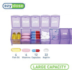 EZY DOSE Weekly (7-Day) Daily Pill Case, Medicine Planner, Vitamin Organizer, Supplement Container, Convenient and Easy to Use, Large Compartments, Travel Friendly, Purple, Made in the USA, BPA Free