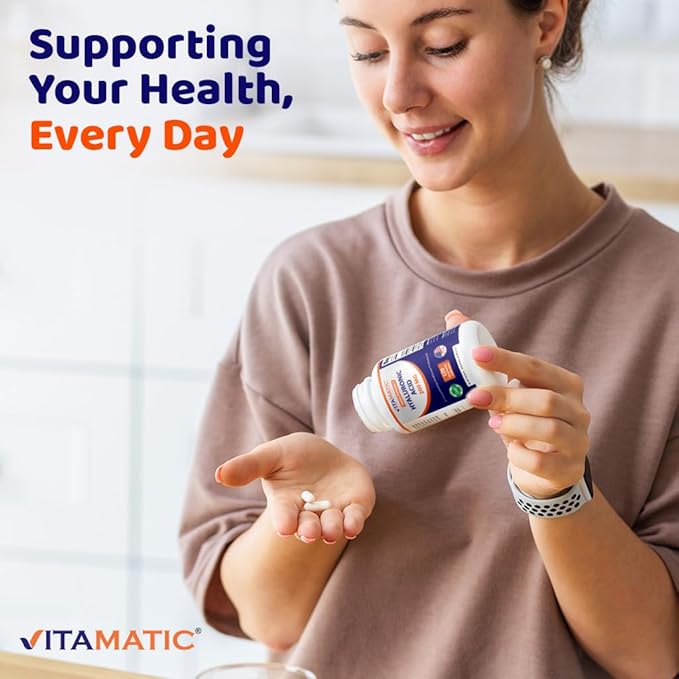 Vitamatic Hyaluronic Acid Supplements 200mg - Supports Healthy Connective Tissue and Joints - Promote Youthful Healthy Skin - 120 Capsules