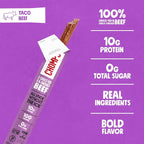 Chomps Grass-Fed and Finished Taco Beef Jerky Snack Sticks 10-Pack - Keto, Paleo, Whole30, 10g Lean Meat Protein, Gluten-Free, Zero Sugar Food, Non-GMO