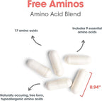 Allergy Research Group Free Aminos Supplement - Lean Muscle Mass Support, Vegetarian Capsules - 100 Count