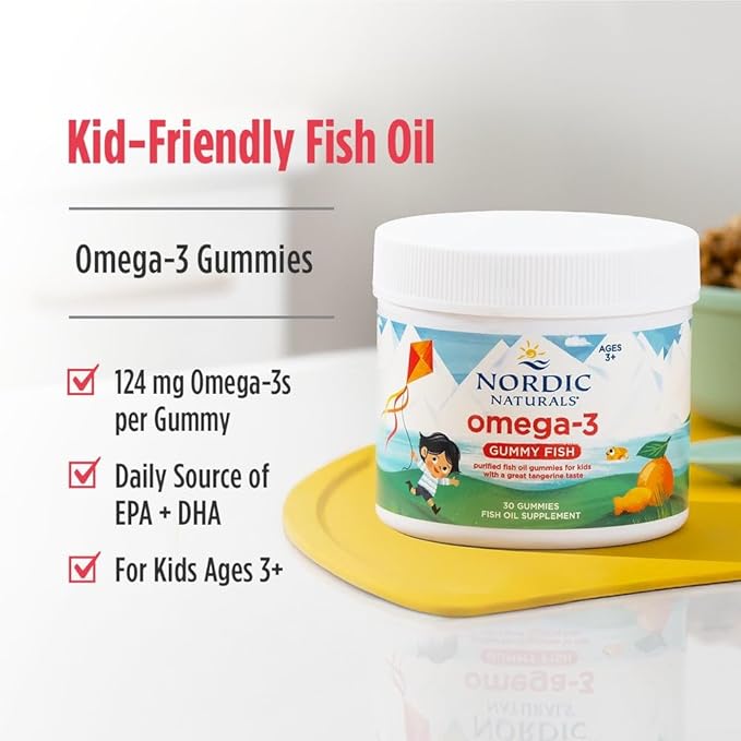 Nordic Naturals Nordic Omega-3 Gummy Fish, Tangerine - 30 Gummy Fish - 124 mg Total Omega-3s with EPA & DHA - Non-GMO - 30 Servings