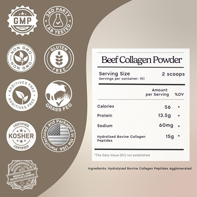 Zen Principle Grass-Fed Agglomerated Collagen Peptides 5 lb. Anti-Aging Hydrolyzed Protein Powder for Healthy Hair, Skin & Joints. Paleo and Keto Friendly, GMO and Gluten Free, Pasture-Raised Bovine.