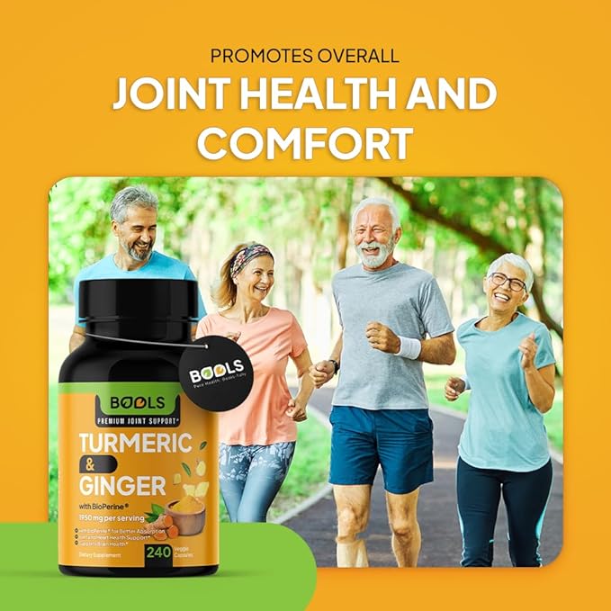 Turmeric Curcumin Supplement with BioPerine & Ginger, Turmeric Curcumin with Black Pepper 1950mg for Max Absorption Joint Support- Non-GMO Turmeric Supplement, Vegan, 240 Capsules