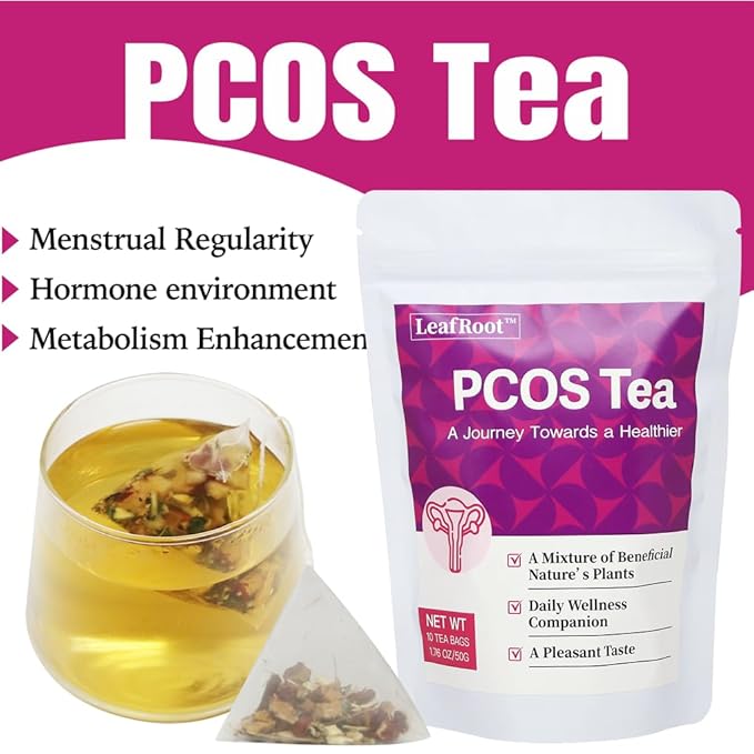 LEAFROOT Natural PCOS Tea for Women to Get Pregnant Fast, Herbal Spearmint Nettle leaf for Hormone Balance Bliss & Ovulation Fertility Tea, Overall Wellness to Regulate Menstrual Cycle and Womb Detox