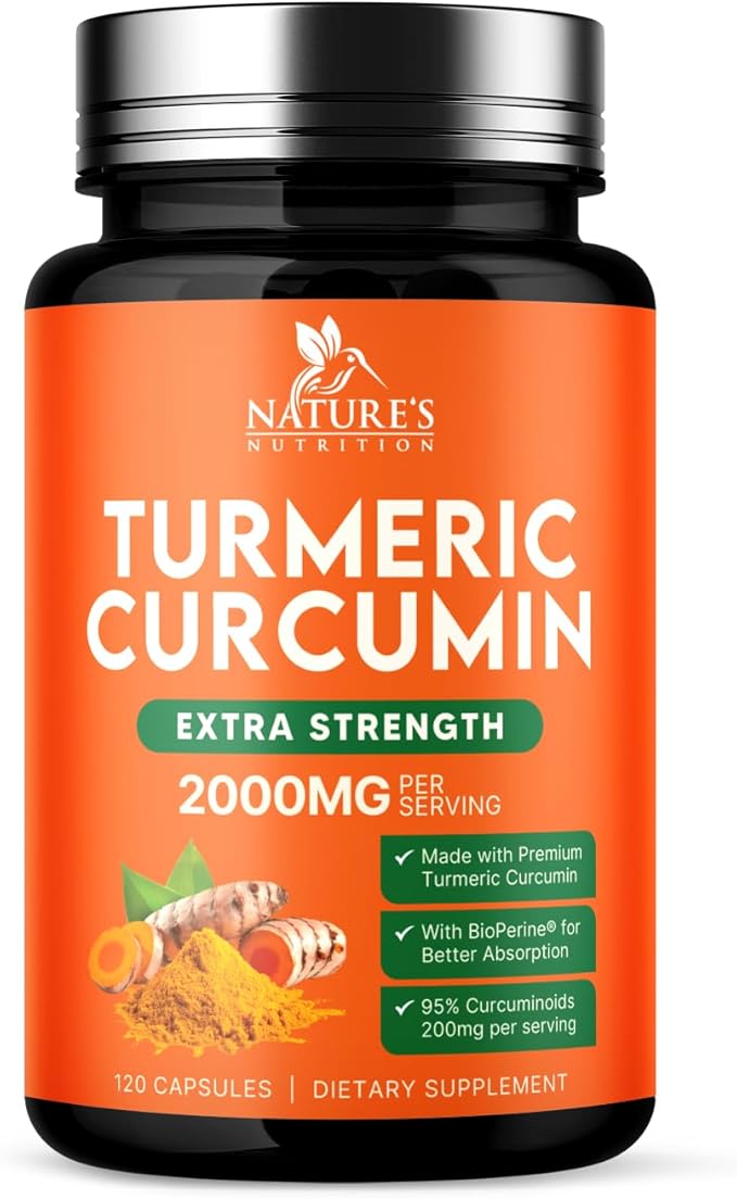 Turmeric Curcumin Supplement - 1800mg Organic Turmeric Per Serving - 95% Curcuminoids & BioPerine Black Pepper Extract for Best Absorption - Natural Vegan Joint Support, Bottled in USA - 120 Capsules