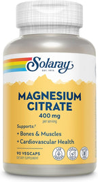 SOLARAY Magnesium Citrate 400mg - Magnesium Supplement - Bone Health, Muscle, Relaxation and Heart Health Support - Vegan, Gluten Free - 30 Servings, 90 VegCaps