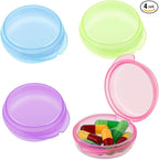 4 Pcs Mini Pill Organizer Small Pill Box Cute Portable Pill Case for Pocket Purse Travel Storage Containers Earplug Case Medicine Dispenser Vitamin Holder(Blue+Pink+Purple+Green)