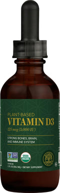 Global Healing Organic Vitamin D3 5000 IU Supplement - Vegan Vitamin D Supplements for Immune Health & Strong Bones Support - Pure D3 Vitamin 5000 IU Ingredients, Vit D3 - 2 Fl Oz