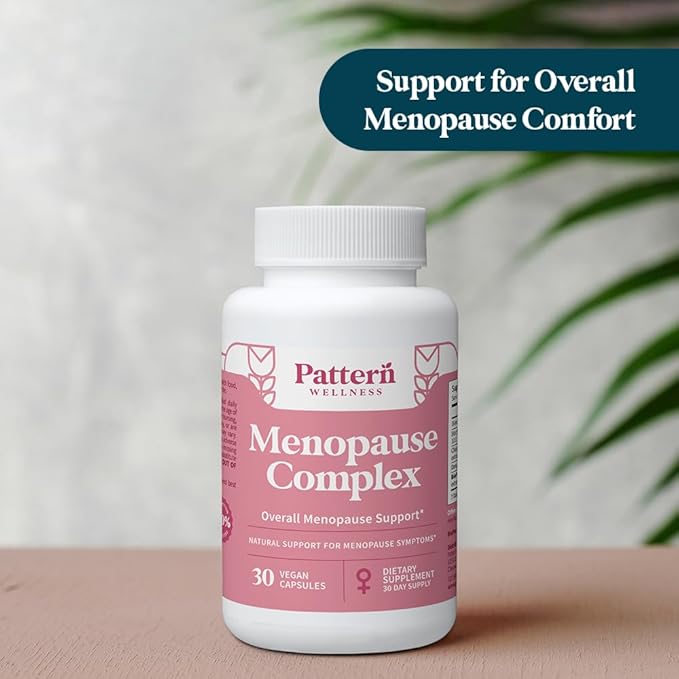 Pattern Wellness Menopause Complex – Herbal Supplement for Women’s Wellness & Hormone Health Support – with Black Cohosh, DIM & Bioperine® – 30 Vegan Capsules, 3rd Party Tested