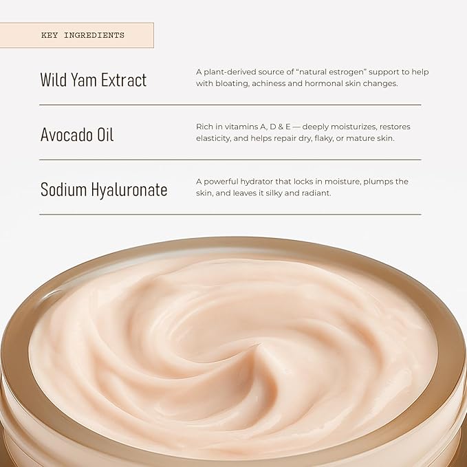 Aniise Wild Yam Cream – Balancing Moisturizer for Menopause, Perimenopause & PMS Support – Enriched with Shea Butter, Cocoa Butter & Vitamin E – Natural Herbal Formula for Women – 4 fl oz