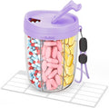 AMOOS Large Pill Dispenser with 6 Compartments, Anti-Mix Pill Bottle Organizer with Wide Opening & Easy Retrieval, Vitamin Organizer for Travel, BPA-Free Pill Box with a Strap, Purple