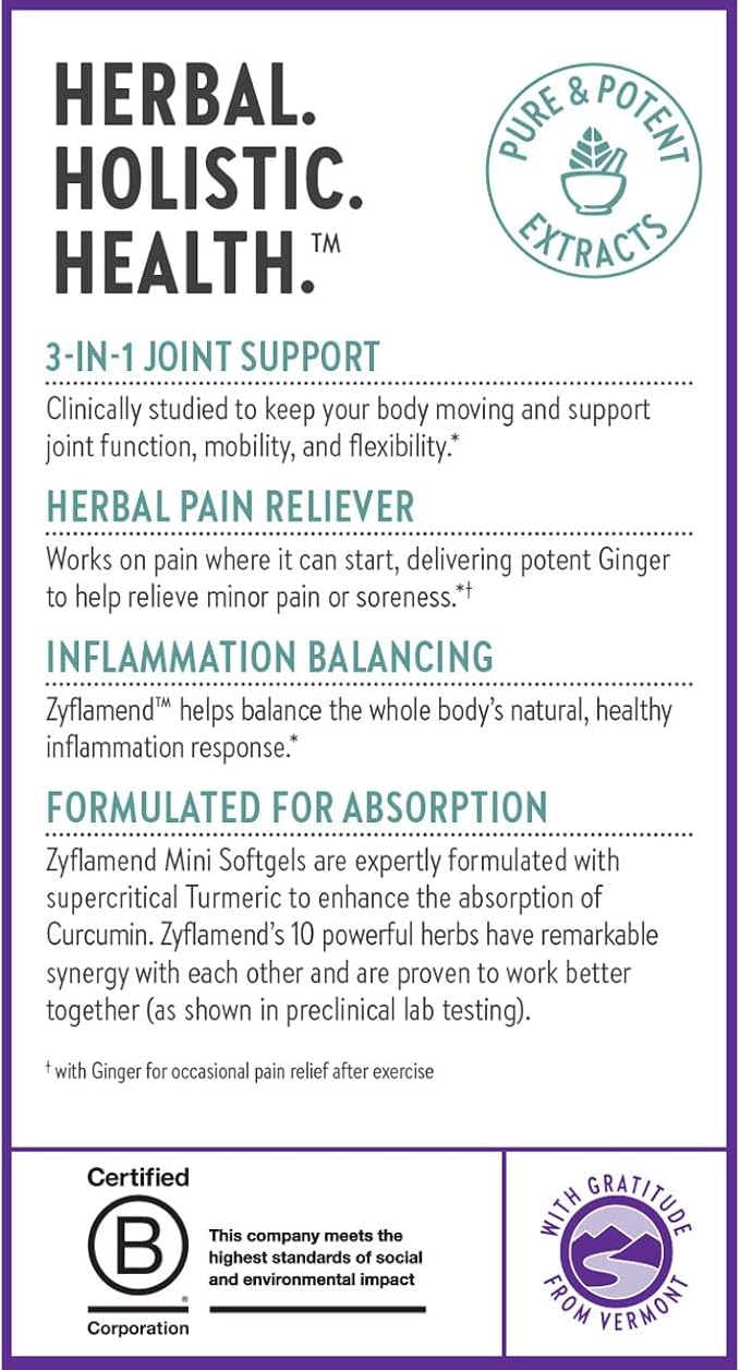 New Chapter Zyflamend™ Mini Softgels, Joint Supplement & Herbal Pain Relief – with Turmeric, Ginger & Green Tea - for Healthy Inflammation Response, Mobility & Flexibility, 180 mini softgels