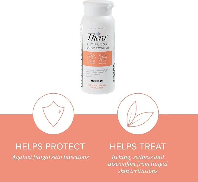 Thera Antifungal Body Powder, 2% Strength - Relief for Athlete's Foot, Jock Itch, Ringworm - 3 oz