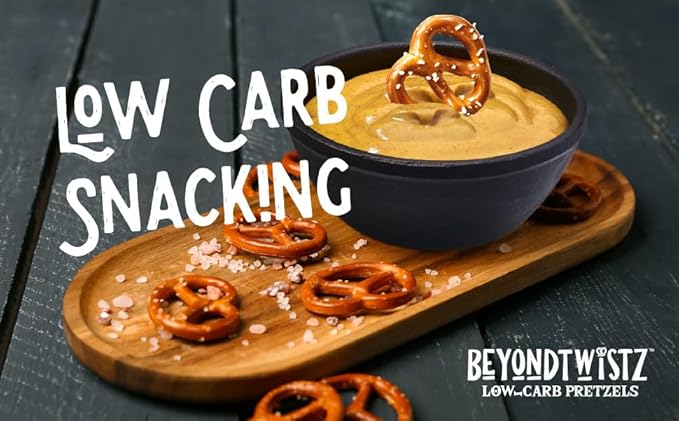 BeyondTwistz Low Carb Pretzels, Garlic Butter, Keto Friendly, 2g Net Carbs, 18g Protein, Powered By HealthSense® High Fiber Wheat Flour, Family Size 8oz Bag, Pack of 1