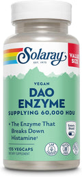 SOLARAY DAO Enzyme - Digestive Enzyme That Breaks Down Histamine - 60,000 HDU - Digestive Enzymes - Vegan, Gluten Free, Lab Verified - 135 Servings, 135 VegCaps