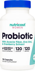 Nutricost Probiotic for Women 10 Billion CFU, 120 Capsules - Complex with Acacia Fiber, Uva Ursi & Cranberry Extract, Non-GMO & Gluten Free