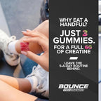 Bounce Pro Creatine Monohydrate Gummies for Men & Women, Low Calorie, 6G of Creatine per Serving, Vegan, Anti-Melting, Gluten-Free, Non-GMO (51 Count (Pack of 1), Strawberry Kiwi)