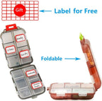 Pill Case (5 Pack) - Portable Small Supplements Tablet Container Box with 10 Compartments - Medicine Capsule Vitamin Fold Flip Organizer Dispenser Holder Storage for Travel Trip Pocket Purse
