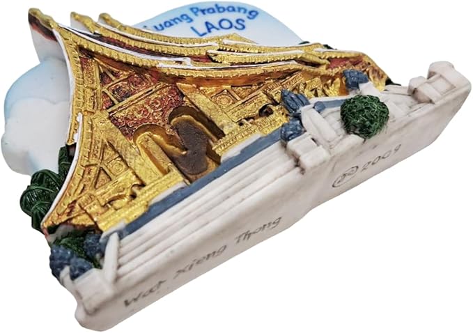 WitnyStore Tiny Wat Xieng Thong Temple of The Golden City in Luang Prabang, Laos Southeast Asia Tourist Attractions Resin Refrigerator Magnet Traveler Souvenir 3D Fridge Magnets
