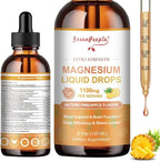 GREENPEOPLE Magnesium Glycinate Liquid Drop - 17-in-1 4Fl. Oz Triple Magnesium Complex Supplement with Glycinate 400mg & Citrate 500mg Taurate/L-Theanine for Calm Mood/Muscle/Sleep,Pineapple Flavor