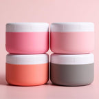 kuangre Travel Containers for Toiletries, Silicone Cream Jars BPA-Free, Leak-proof 2oz Travel Size Containers, Portable Size Silicone Jars with Lid for Cosmetic Face Hand Body Cream (4 Pack)