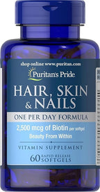 Puritan's Pride Hair Skin Nails One Per Day Formula60 Softgels, 60 Count (55554)
