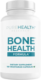 PUREHEALTH RESEARCH Bone Health Formula - for Bones, Joint & Skeletal Wellness - with Calcium, Magnesium, Zinc, Copper, Manganese, Potassium, Vitamin K2, D3, C & More for Women & Men - 150 Capsules