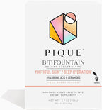 PIQUE BT Fountain Beauty Electrolyte Powder - Hydration Powder Packets with Hyaluronic Acid, Ceramides, Magnesium for Hydrated, Elastic Skin - No Added Sugar - 28 Single Serve Sticks (Pack of 1)