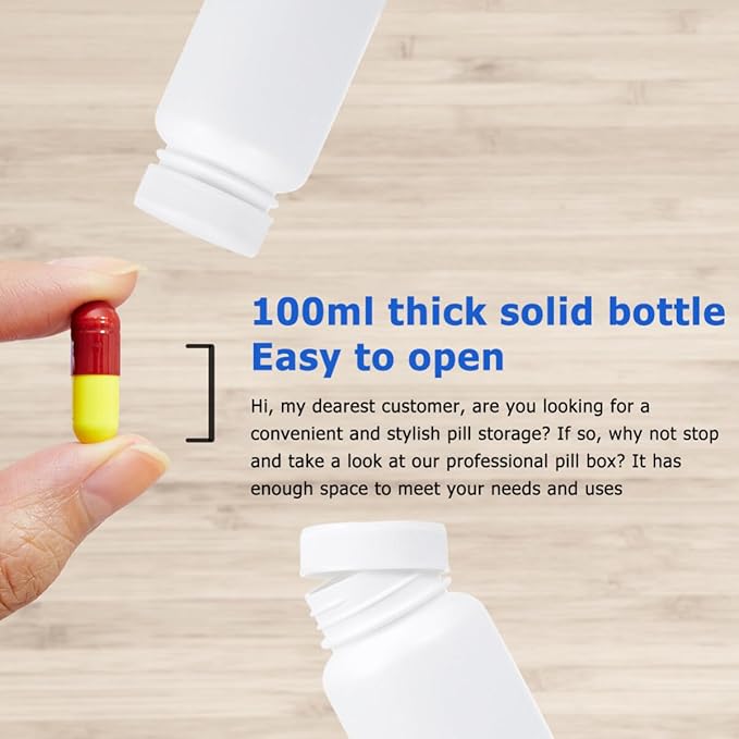 Lurrose Portable Pill Case 20 Pack Moistureproof Lightweight Pill Holder with Spiral Bottle Design for Travel and Home Medication Organization 3.14X1.81X1.81 Inches