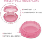 Pill Organizer for Pocket, Mini Pill Box for Pocket Purse, Portable Travel Pill Container, Small Secure Storage for Supplements & Daily Care (Pink 3 PCS)