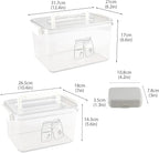 3 Pack Supplement Bottle Organizer with Travel Pill Organizer, Clear Plastic Vitamin Pill Bottle Organizer with Lid & Handle, Stackable First Aid Box Empty for Medicine, Fish Oil, Supplements