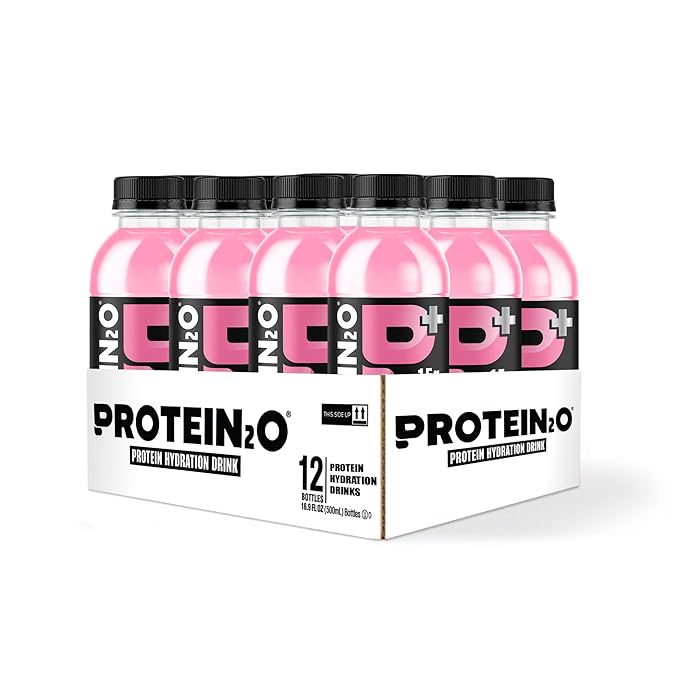 Protein2o 15g Whey Protein Isolate Hydration Drink Plus Energy & Focus,350mg of Electrolytes,Vitamins B5 & B6,Sugar Free,Cotton Candy,16.9 oz Bottle,(Pack of 24)