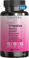VINATURA Lactobacillus Rhamnosus, Reuteri, Gasseri, Plantarum, Crispatus, Acidophilus Probiotics - Probiotics for Women *USA Made & Tested* Women Vaginal Health, Gut and Digestive Health - 30 Capsules