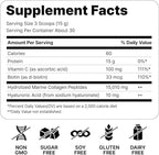 Marine Collagen Peptides - Hydrolyzed Ultra-fine Collagen Powder for Women & Men, Hyaluronic Acid, Biotin, Vitamin C, for Skin, Hair, Nails, Joints, Non-GMO, Unflavored, Easily Dissolved, 16oz