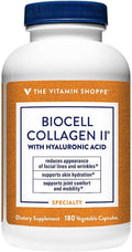 The Vitamin Shoppe BioCell Collagen Capsules with Hyaluronic Acid, 1000 mg Collagen per Serving, Supplement for Men and Women, Supports Daily Wellness Routines, Gluten Free, Non GMO, 180 Capsules