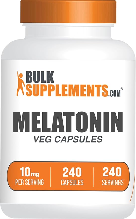 BulkSupplements.com Melatonin 10 mg Capsules - Melatonin for Adults, Sleep Supplement - 10mg Melatonin per Serving, 1 Capsule per Serving, 240 Capsules (Pack of 1)