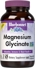 Bluebonnet Magnesium Glycinate, Energy Production*, Enzyme Function*, Non-GMO Certified by NSF, Vegan, Kosher Certified, Gluten-Free, Soy-Free, Dairy-Free, 60 Vegetable Capsules, 15 Servings