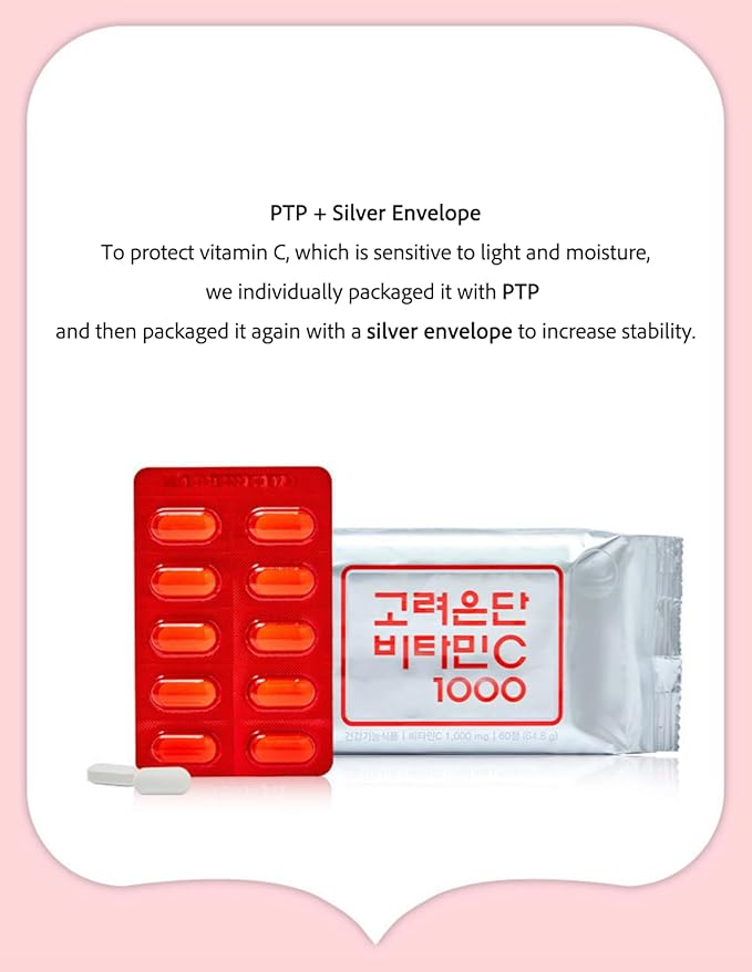 Korea Eundan High Potency Vitamin C 1000mg – 600 Tablets (20-Month Supply), Individually Packed for Freshness & Portability