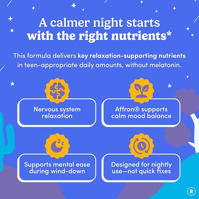 First Day Teens’ Nighttime Reset Calming Magnesium Gummies – Sleep Aid Supports Peaceful Rest, Balanced Mood & Energy – Supplement with Magnesium Citrate, Affron & No Melatonin – 30-Day Supply