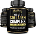VitaRaw Collagen Pills 1800 mg - Multi Collagen Supplements (Types I, II, III, V & X) Grass Fed Non GMO Collagen Peptides Pills for Hair, Skin and Joints - Hydrolyzed Collagen Protein Powder