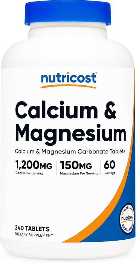 Nutricost Calcium & Magnesium Carbonate 240 Tablets, 1200mg of Ca & 150mg of Mg per Serving, 60 Servings- Gluten Free, Non-GMO