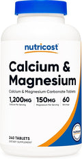 Nutricost Calcium & Magnesium Carbonate 240 Tablets, 1200mg of Ca & 150mg of Mg per Serving, 60 Servings- Gluten Free, Non-GMO