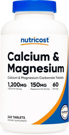 Nutricost Calcium & Magnesium Carbonate 240 Tablets, 1200mg of Ca & 150mg of Mg per Serving, 60 Servings- Gluten Free, Non-GMO