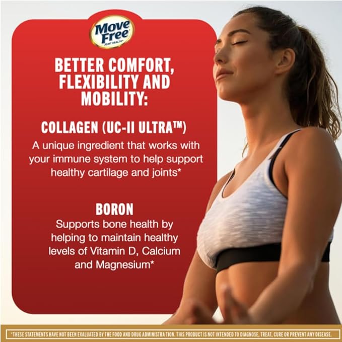 Move Free Ultra 3X Triple Action Type II Collagen and Boron Joint Support Supplement, Supports Cartilage & Bones in 1 Tiny Pill Per Day, 30 Tablets/30 Servings (3 Pack)