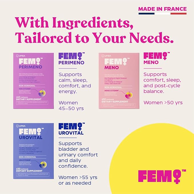 FEM Meno Menopause Supplements for Women - Non-Hormonal Menopause Relief for Hot Flashes & Night Sweats - Hormone Balance Support for Sleep, Mood & Energy - 30 Capsules