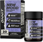 ONNIT New Mood Daily Stress Support Capsules, IGEN™ Non-GMO Tested, Sleep and Mood Support Supplement for Men and Women, Daily Stress Management Capsules, 30 Count