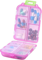 1Pack Travel Pill Organizer - 10 Compartments Pill Case, Compact and Portable Pill Box, Perfect for On-The-Go Storage, Pill Holder for Purse Pink