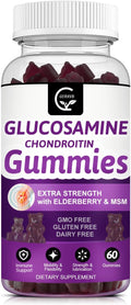 GORNVB Glucosamine Chondroitin Gummies with MSM & Elderberry – Extra Strength Mobility & Flexibility Support, Antioxidant Immune Supplement for Women & Men