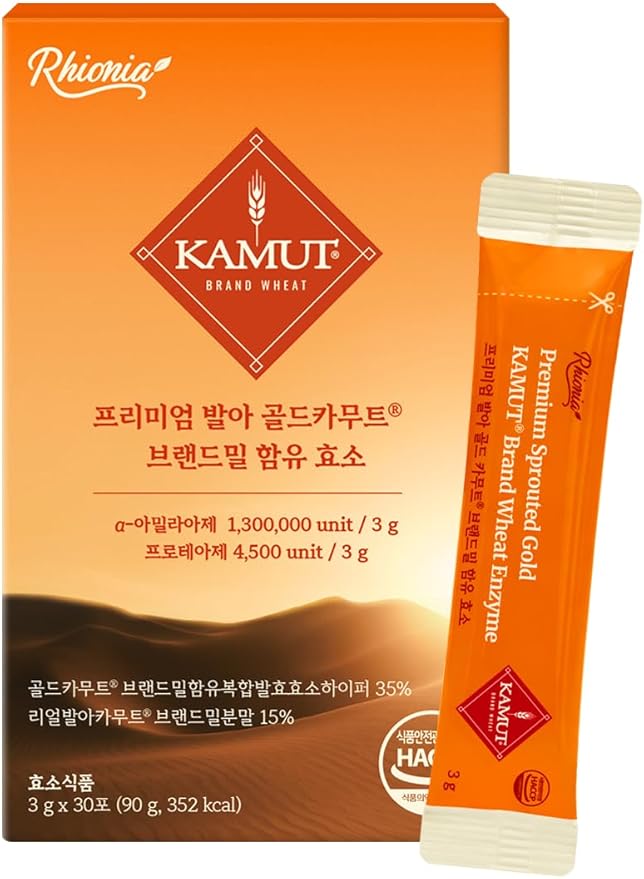 Sprouted KAMUT® Brand Wheat Enzyme Powder, 3g x 30 Sticks Fermented Grain Blend, Injeolmi Flavor