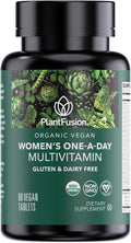 PlantFusion Organic Multivitamin for Women with Iron, One Daily Vegan Multivitamin with Plant Based B12, D3 & Whole Food Blend for Energy & Immune Support - 60 Tablets (2 Month Supply)